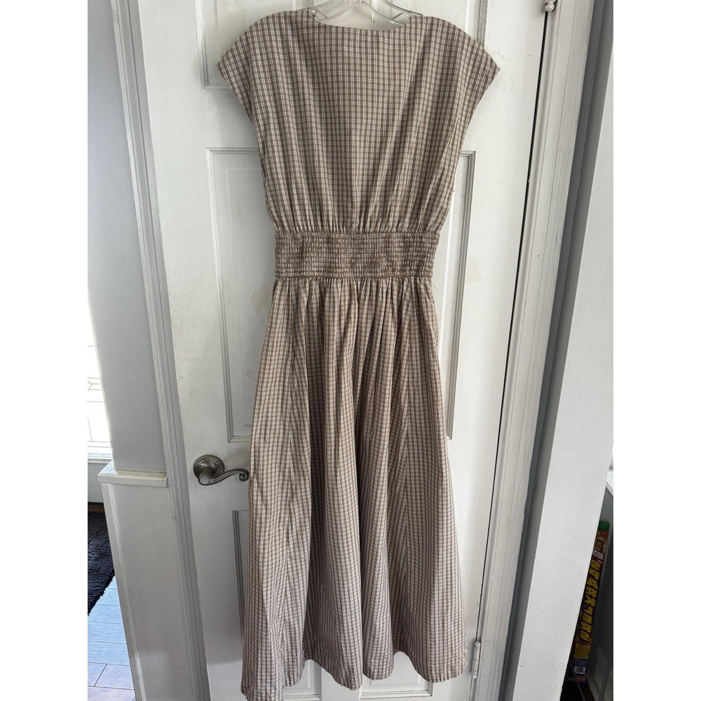 Abercrombie & Fitch Beige Plaid Midi Dress - Picture 3 of 10